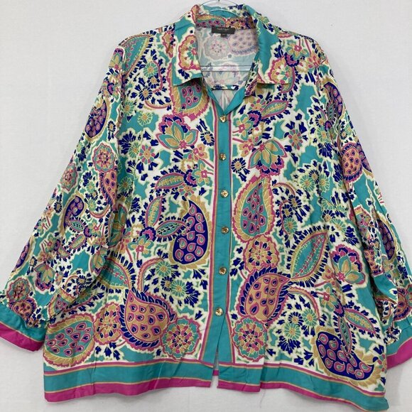 Haute Hippie Tops - Haute Hippie size 2X Colorful Artsy Boho Print Soft Long Sleeve Button Down